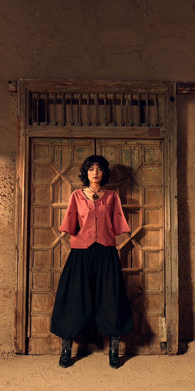 Terracotta Hand-Embroidered Soft Khaddar 2-Piece Suit