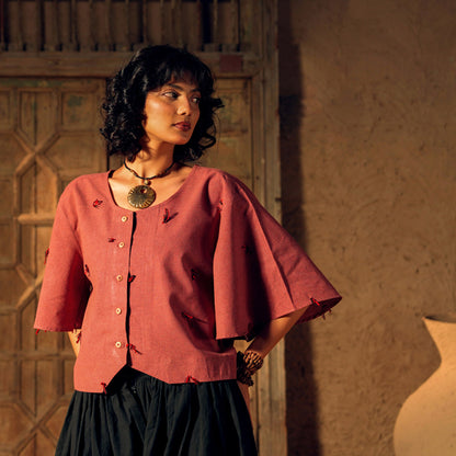 Terracotta Hand-Embroidered Soft Khaddar 2-Piece Suit
